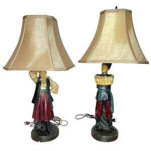 *RARE* Vintage Chalkware  European Couple Lamps‎ *RARE*